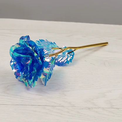 Valentine's Day Gift for Girlfriend Eternal Flower Colorful Foil Rose Flower in Box Artificial Flower