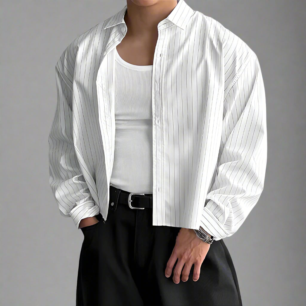 INCERUN Striped Cropped Shirt