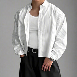 INCERUN Striped Cropped Shirt