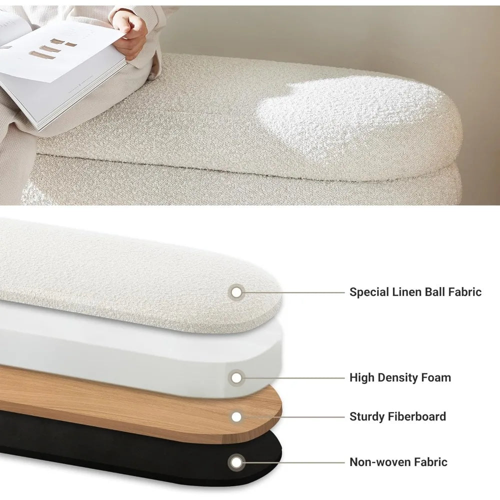 Vento 49" Fabric Upholstered Storage Ottoman