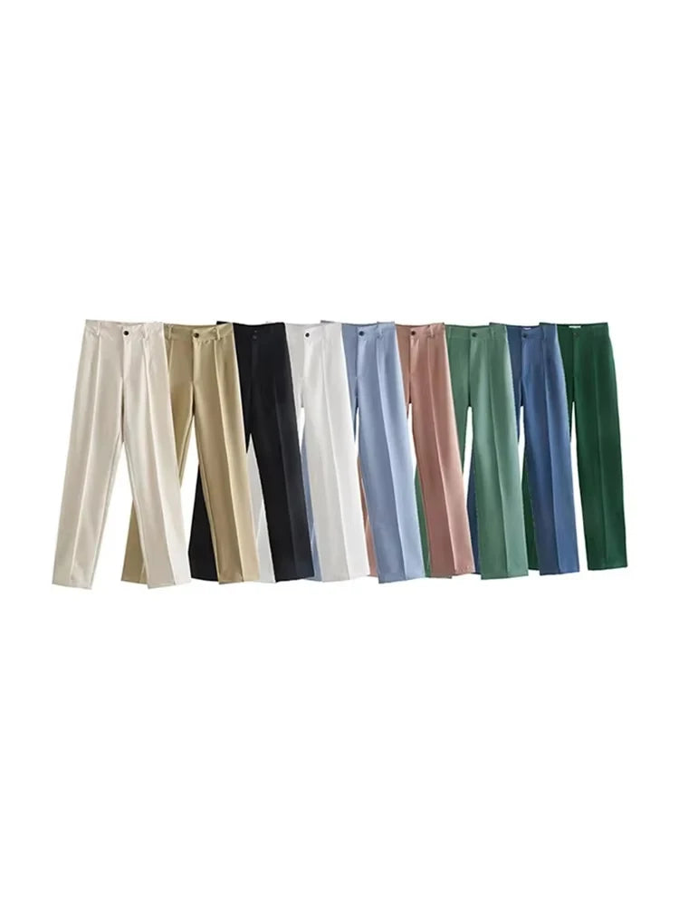 High-waisted straight pants
