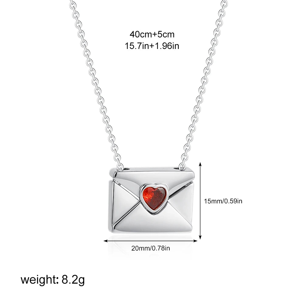 I Love You Letter Envelope Shape Pendant Necklace Stainless Steel Valentine Day Gifts