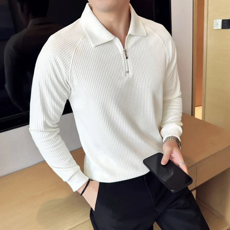 Korean Style: Polo Shirts 2025 A/W Knit Slim Fit