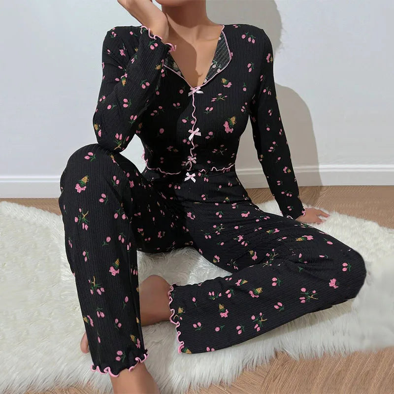 Women Floral Print Pajama Sets