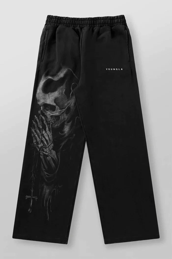 Young LA Trendy anime prints wide-leg joggers