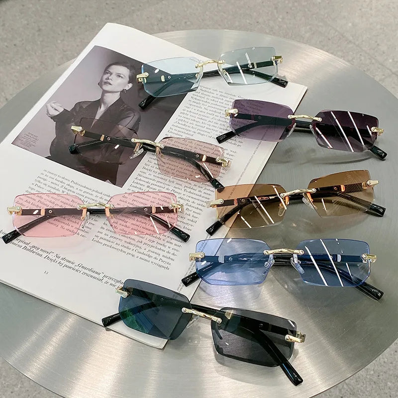 Rimless Square Sunglasses for Women - Trendy Summer Shades