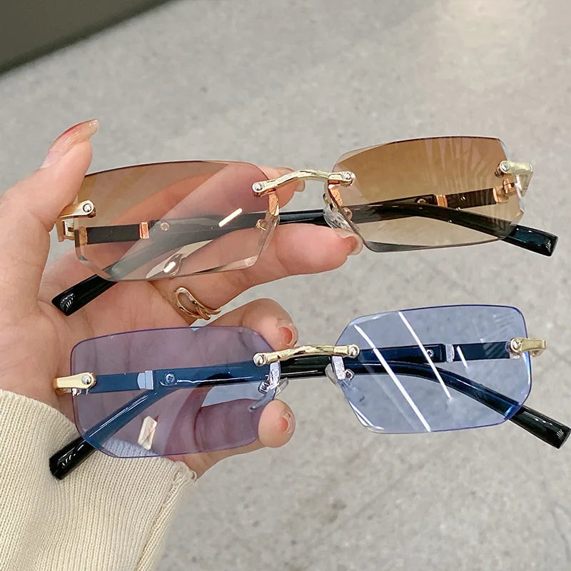 Rimless Square Sunglasses for Women - Trendy Summer Shades