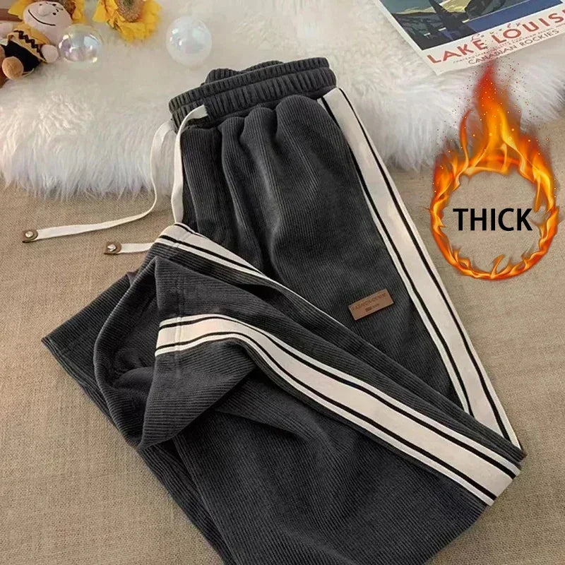 2025 Corduroy Striped Sweatpants Women