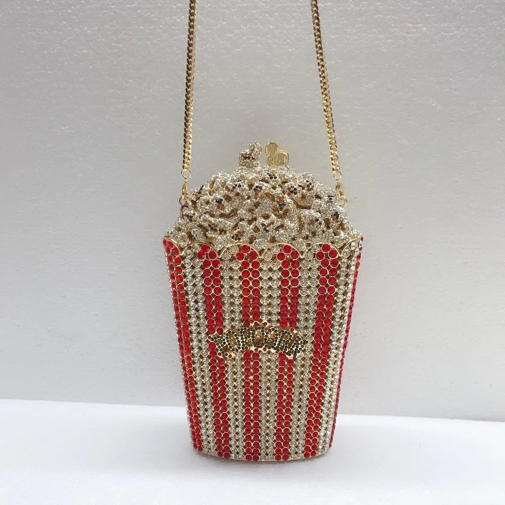 Elegant Crystal Popcorn Clutch Bags for Womens Clutches