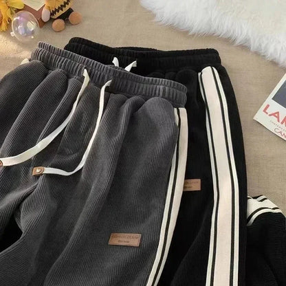 2025 Corduroy Striped Sweatpants Women