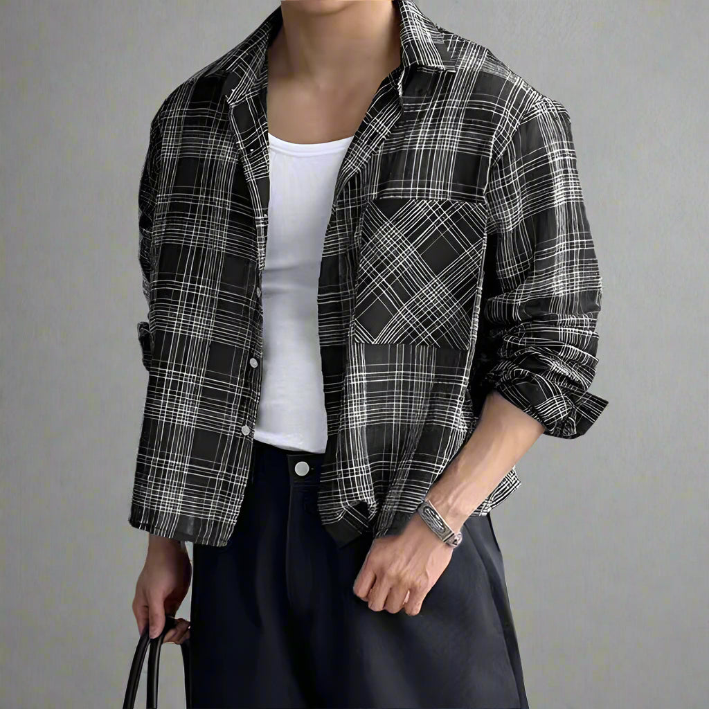 INCERUN Plaid Men's LS Shirt