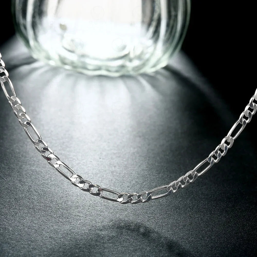 925 Silver 4mm Figaro Chain Men