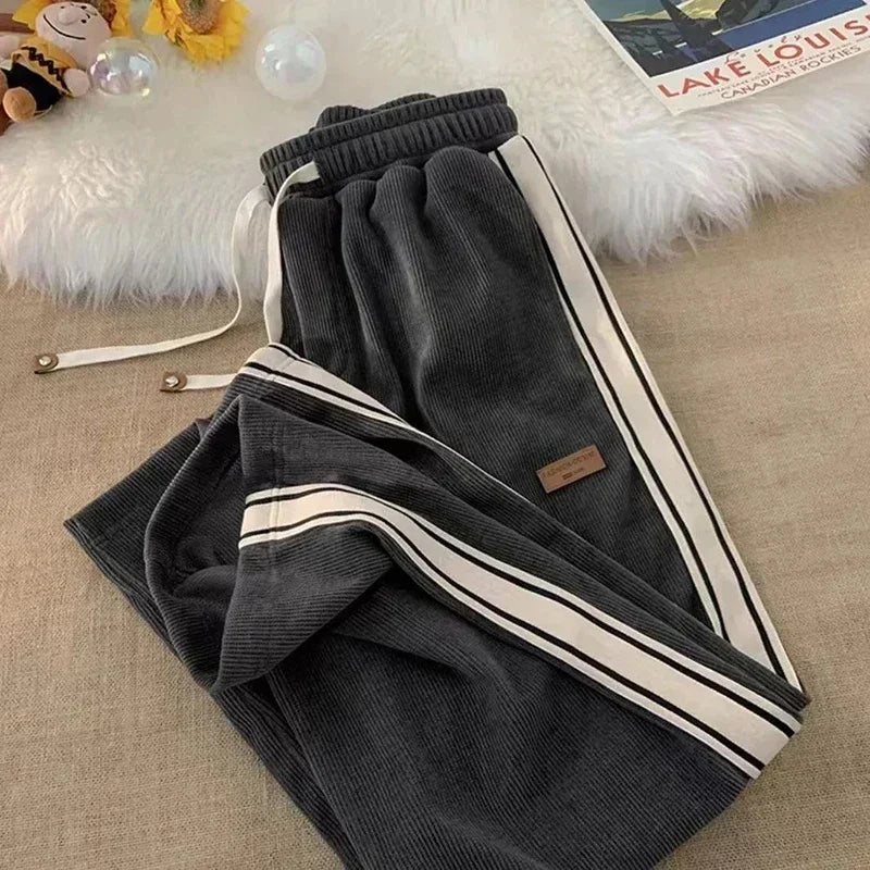 2025 Corduroy Striped Sweatpants Women