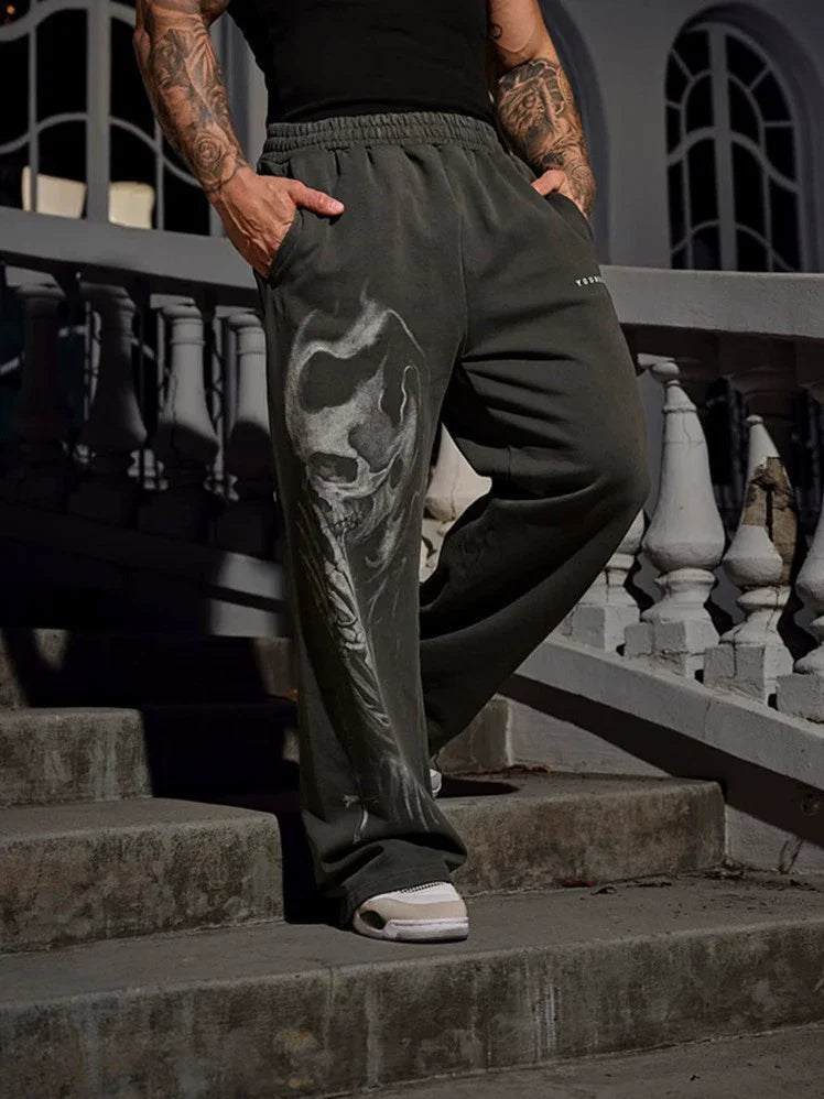 Young LA Trendy anime prints wide-leg joggers