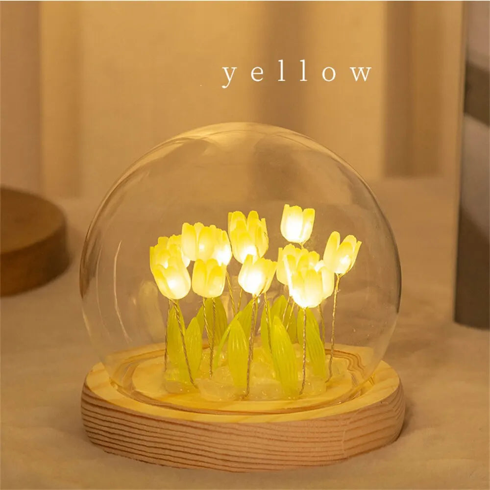 Handmade LED Tulip Night Light - DIY Decorative Bedside Lamp, Great for Gifts.