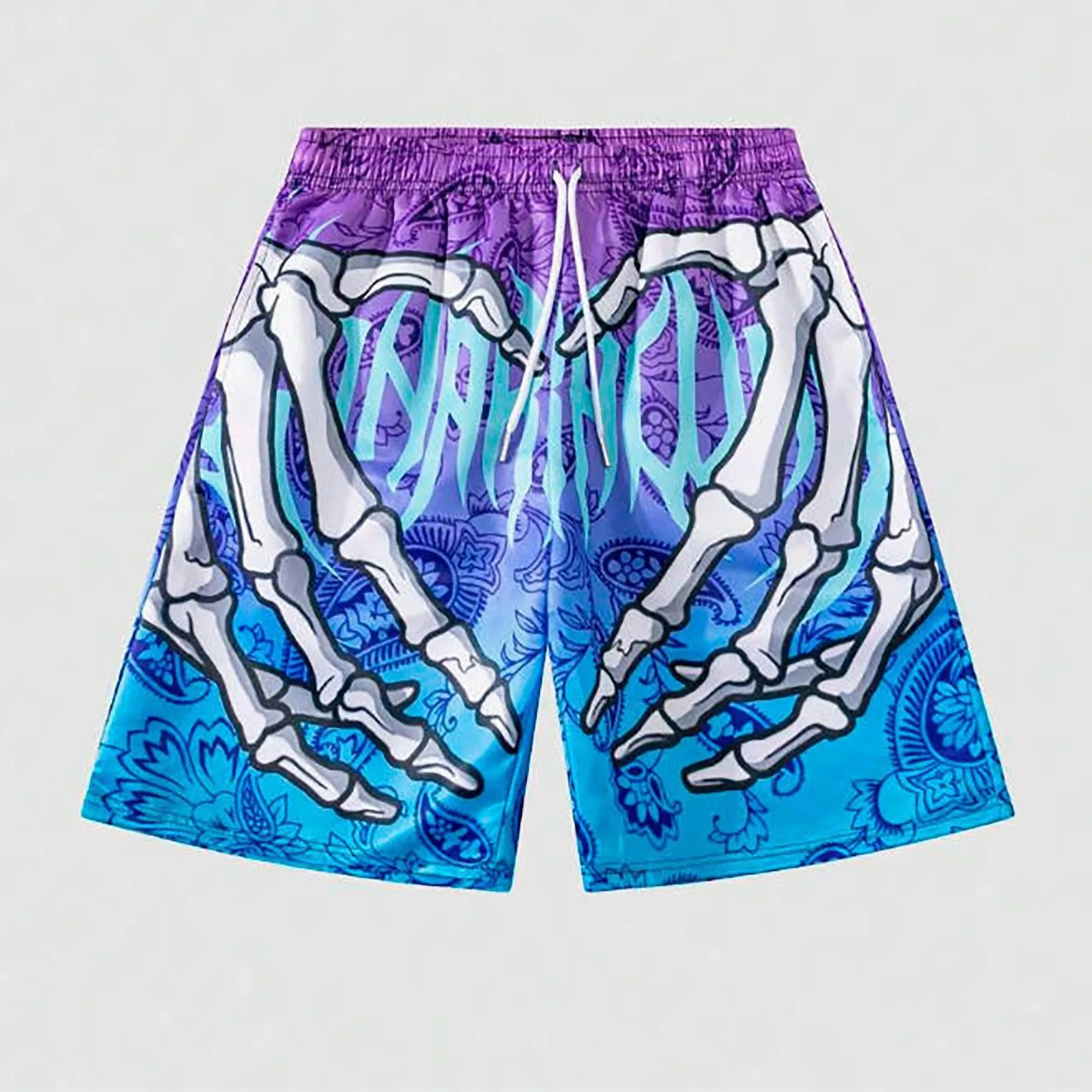 Men's Elastic Waist Handprint Beach Shorts