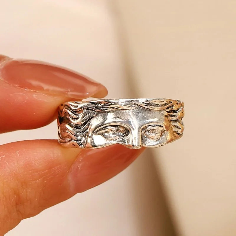 Renaissance Sculpture Half Face Ring for Men