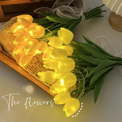 10 PCS LED Tulip Flowers Table Lamp Artificial Bouquets Night Light Home Decor Gifts