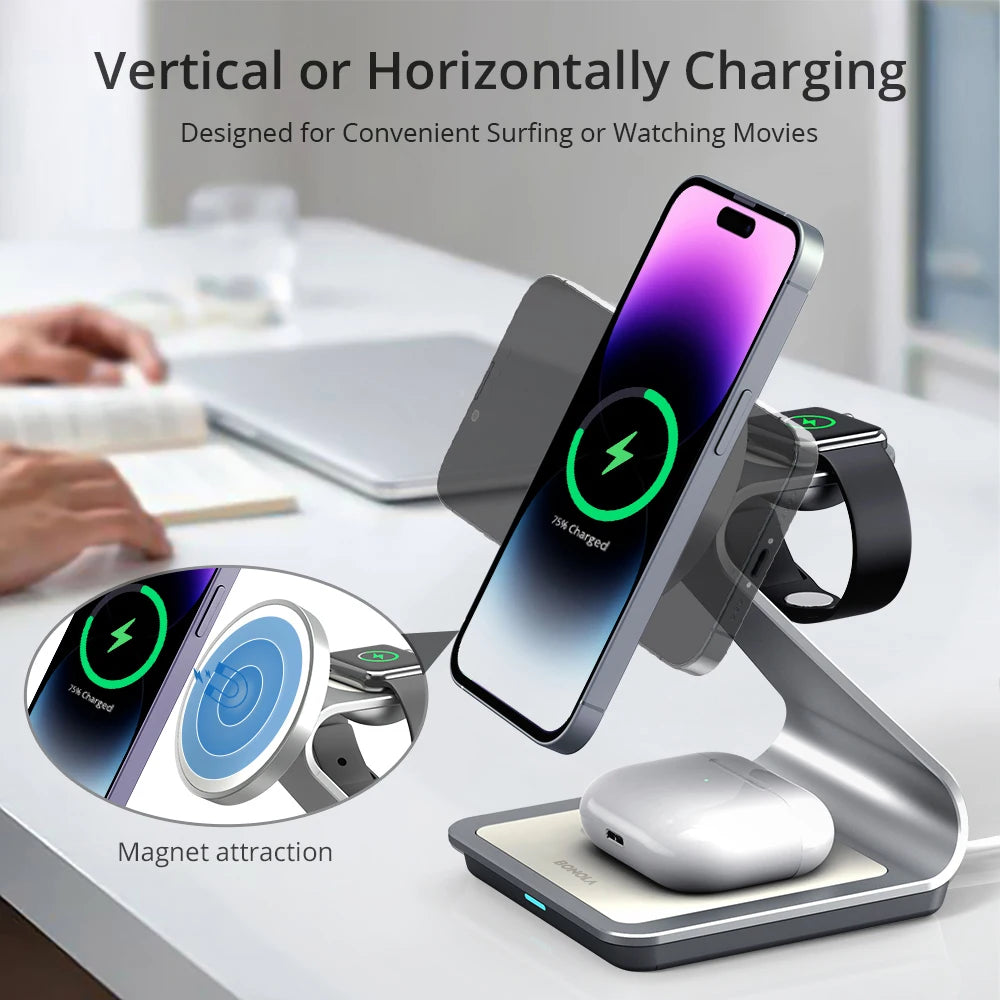 3-in-1 Wireless Charger for iPhone, Apple Watch and AirPods Pro