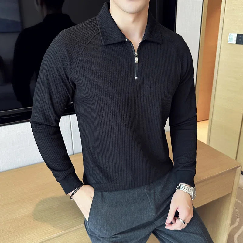 Korean Style: Polo Shirts 2025 A/W Knit Slim Fit