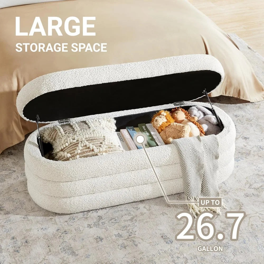 Vento 49" Fabric Upholstered Storage Ottoman