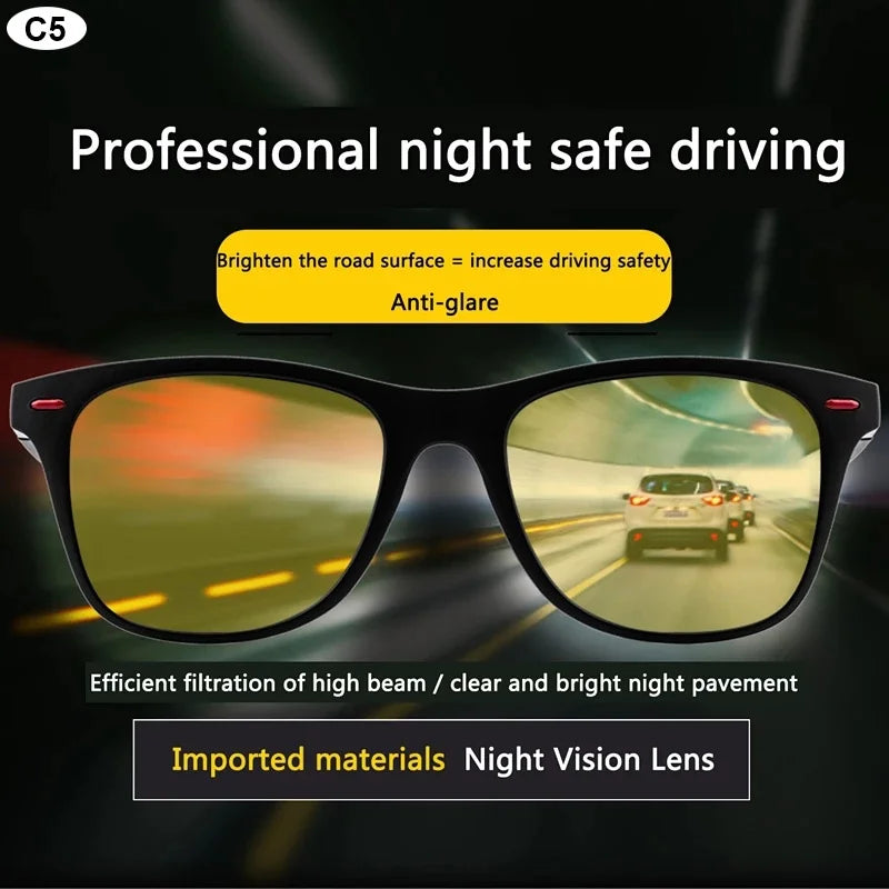 Polarized Night Vision Sunglasses for Men - Ideal for Day and Night Driving.