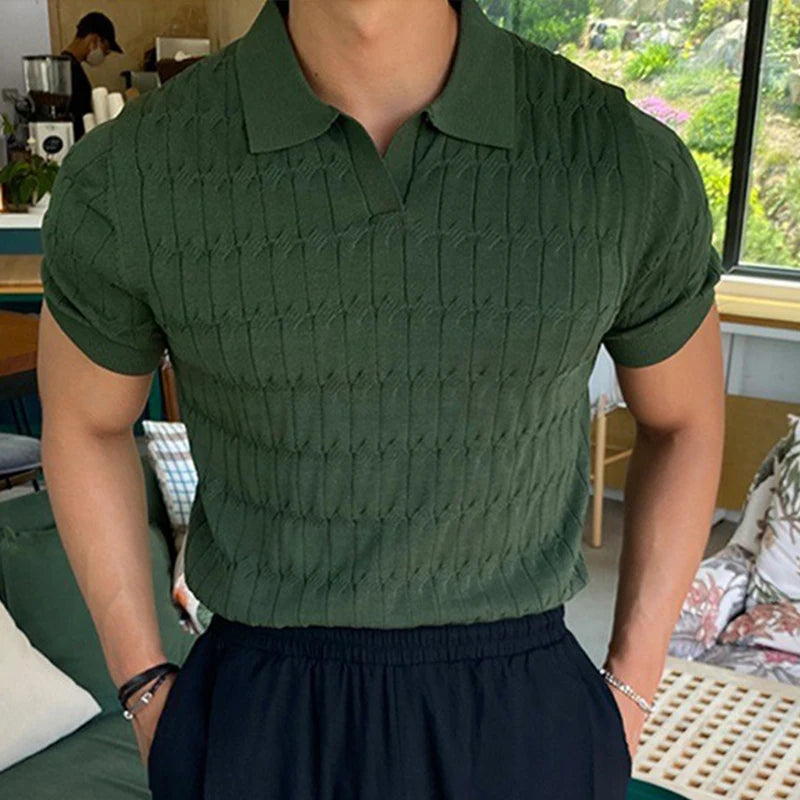 Men's Breathable Knitted Jacquard Polo Shirt Luxury Wear