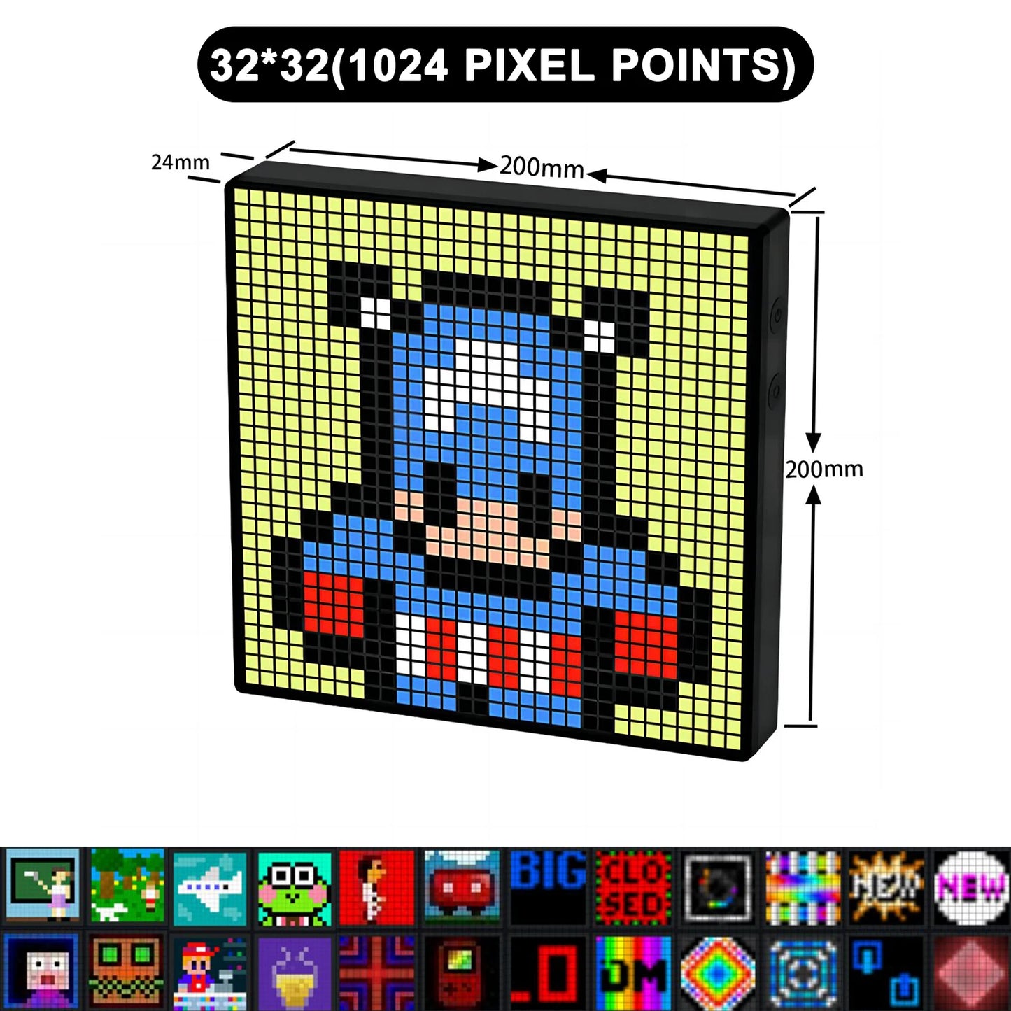 LED Pixel Matrix Bluetooth Smart Display 64x64 RGB Digital Lamp Panel DIY Art Display Gaming Anime Room Decor Frame APP Control