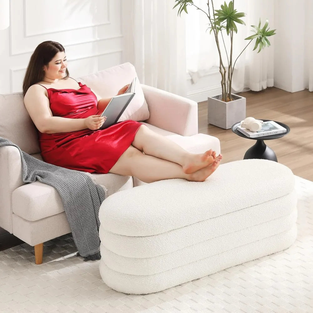 Vento 49" Fabric Upholstered Storage Ottoman
