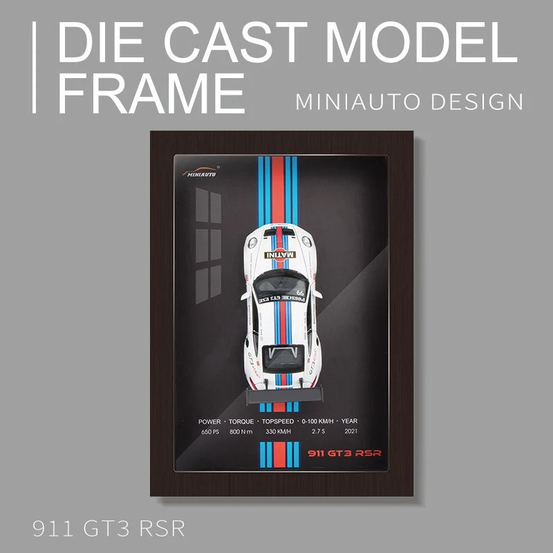 Photo Frame Version Alloy Metal Sports Car Model Simulation 3D Racing Car Hanging Painting Collection Kids Gifts Decoration