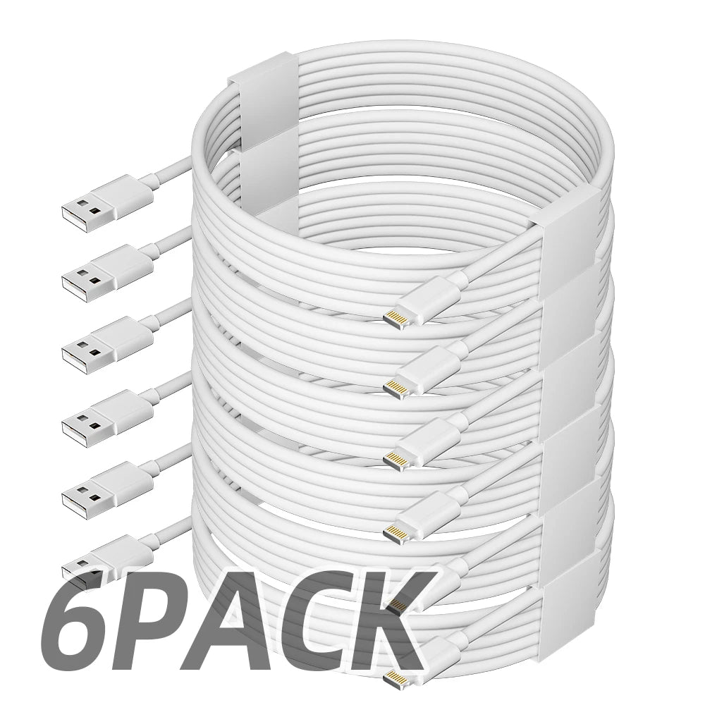 6 Pack 6ft iPhone Fast Charge Cords