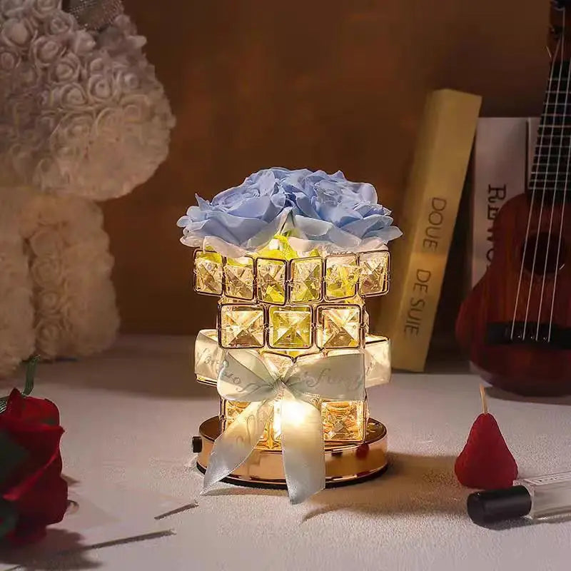 Rose Rubik's Cube Atmosphere Table Lamp Nightlight – Perfect Birthday, Qixi, or Valentine's Day Gift