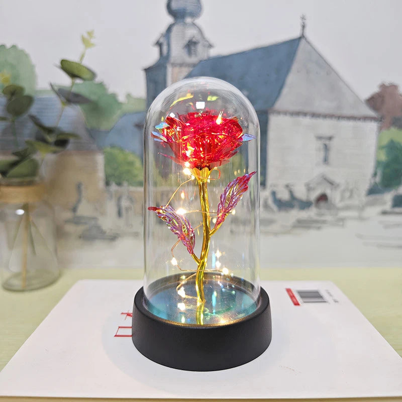 LED Light Foil Rose Night Lamp Gift for Girlfriend Eternal Wedding Decor