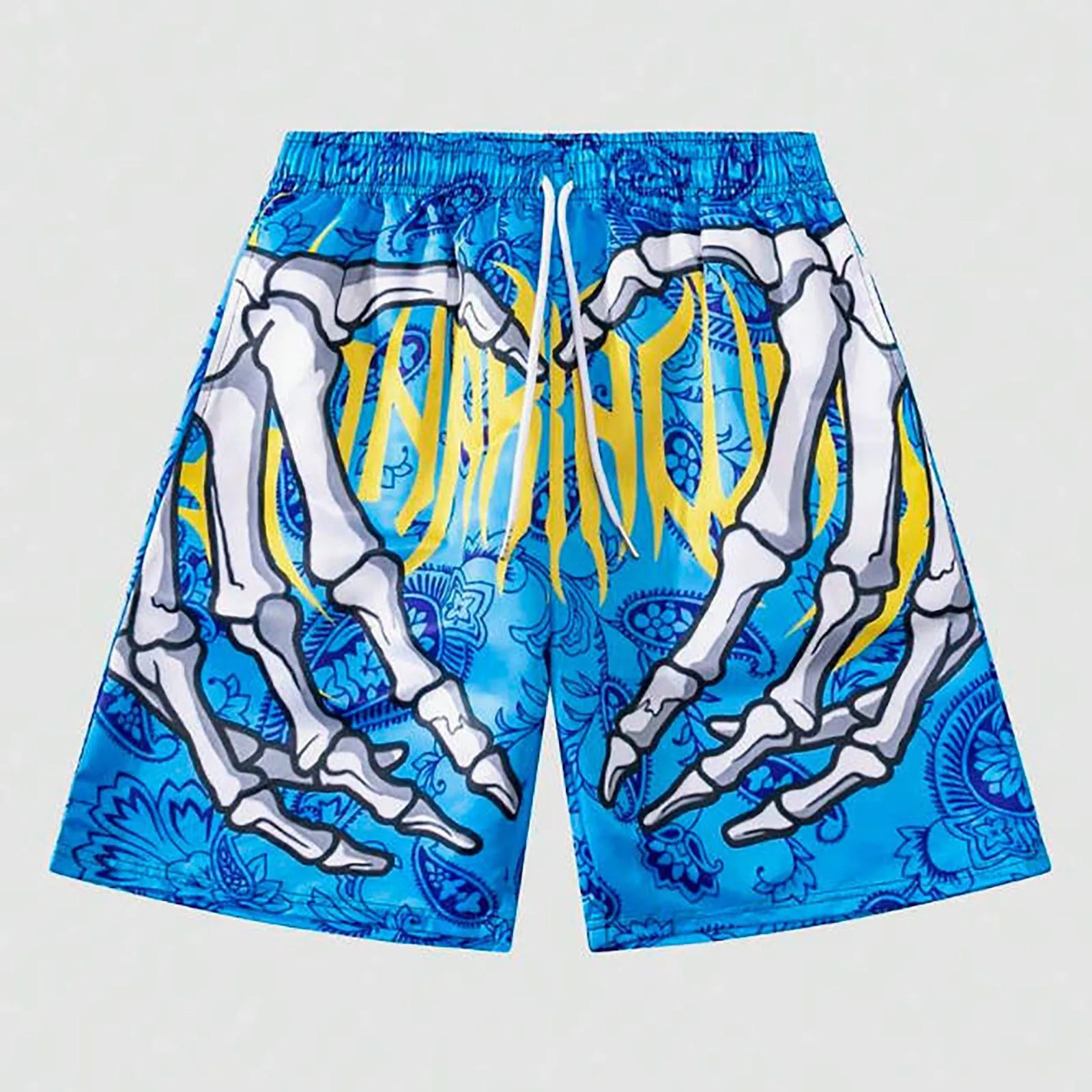 Men's Elastic Waist Handprint Beach Shorts