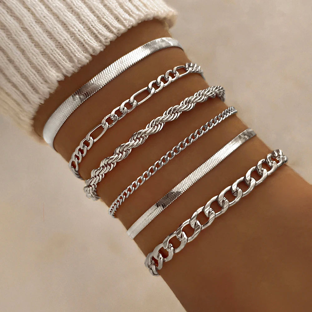 6Pcs/Set Punk Style bracelets for Her