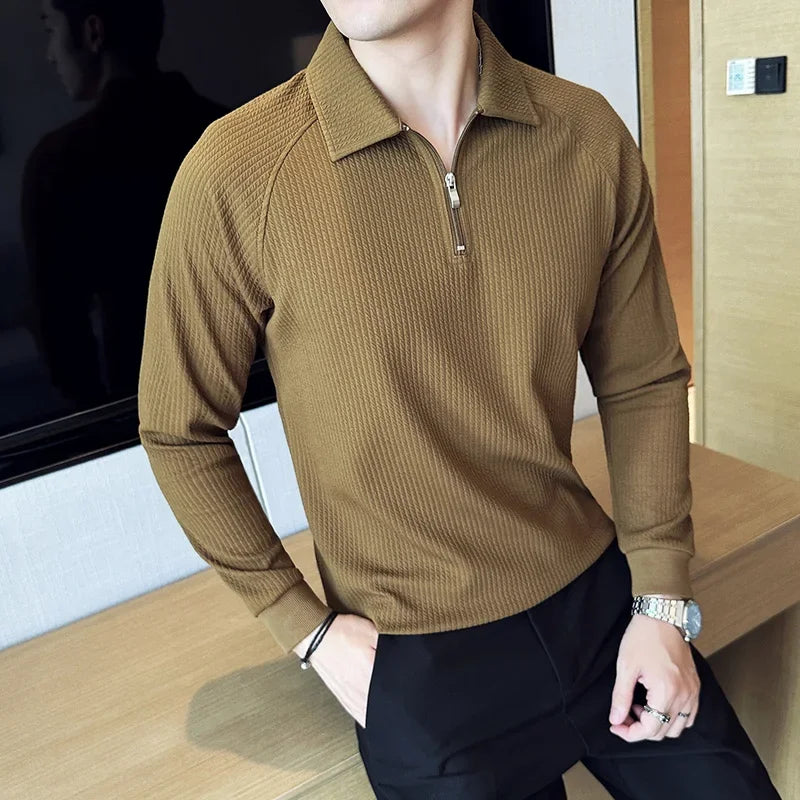 Korean Style: Polo Shirts 2025 A/W Knit Slim Fit