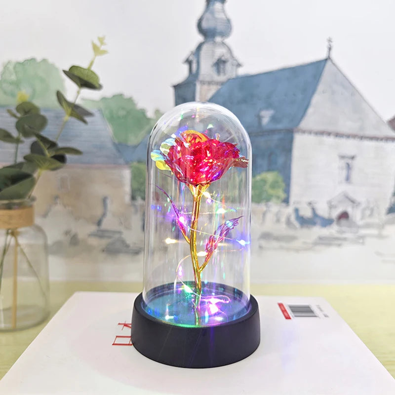 LED Light Foil Rose Night Lamp Gift for Girlfriend Eternal Wedding Decor