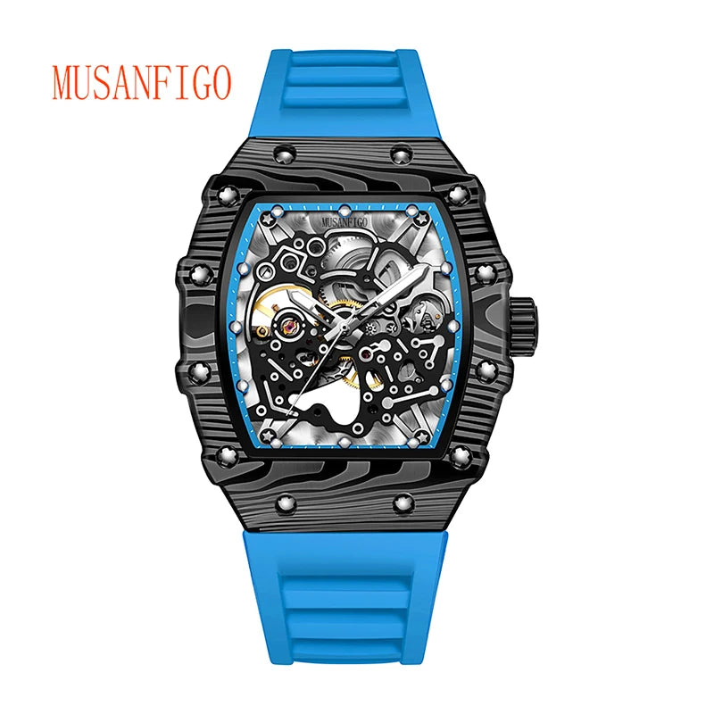 MUSANFIGO barrel shaped design, luxurious fully automatic mechanical men's watch, waterproof and luminous trendy watch