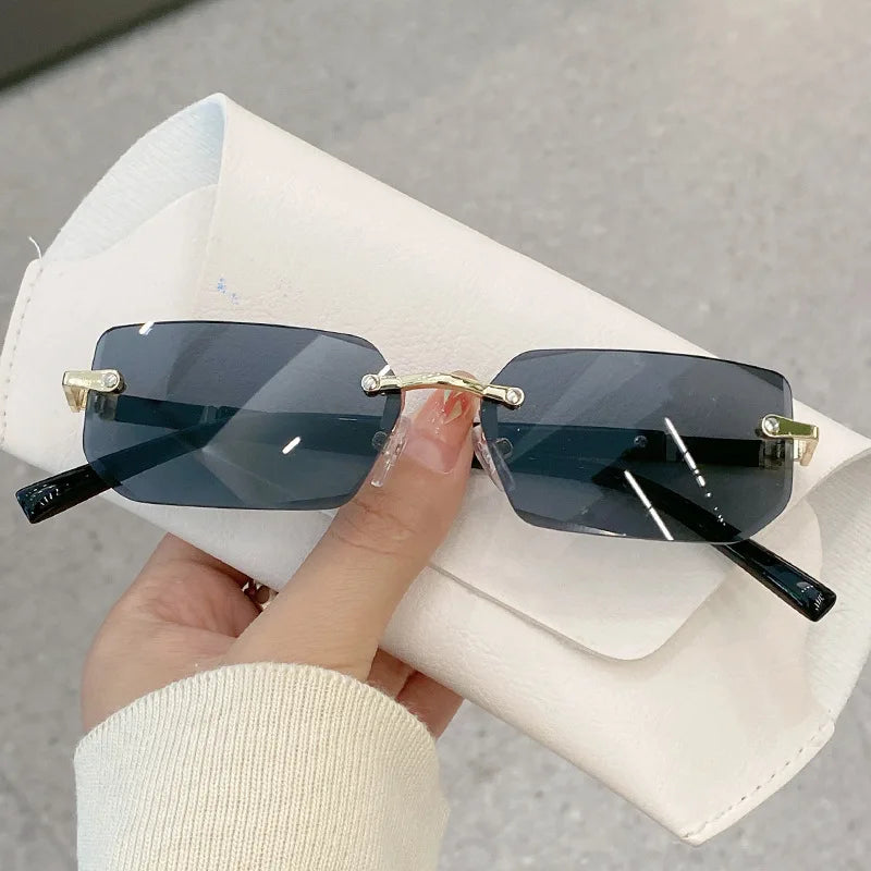 Rimless Square Sunglasses for Women - Trendy Summer Shades