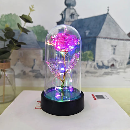 LED Light Foil Rose Night Lamp Gift for Girlfriend Eternal Wedding Decor