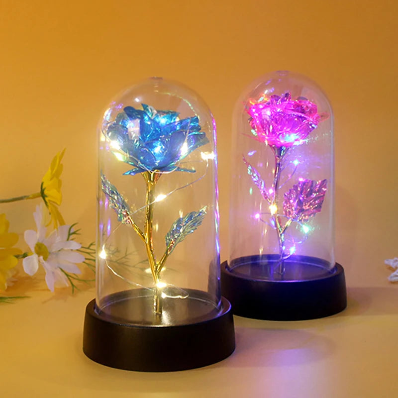 LED Light Foil Rose Night Lamp Gift for Girlfriend Eternal Wedding Decor