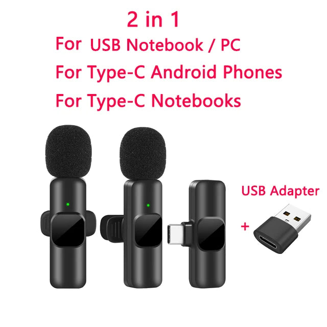 Wireless Lavalier Microphone for Portable Audio and Video Recording, Compatible with iPhone and Android; Ideal for Live Broadcasts and Gaming.