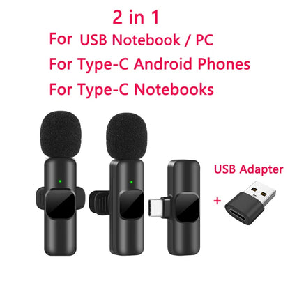 Wireless Lavalier Microphone for Portable Audio and Video Recording, Compatible with iPhone and Android; Ideal for Live Broadcasts and Gaming.