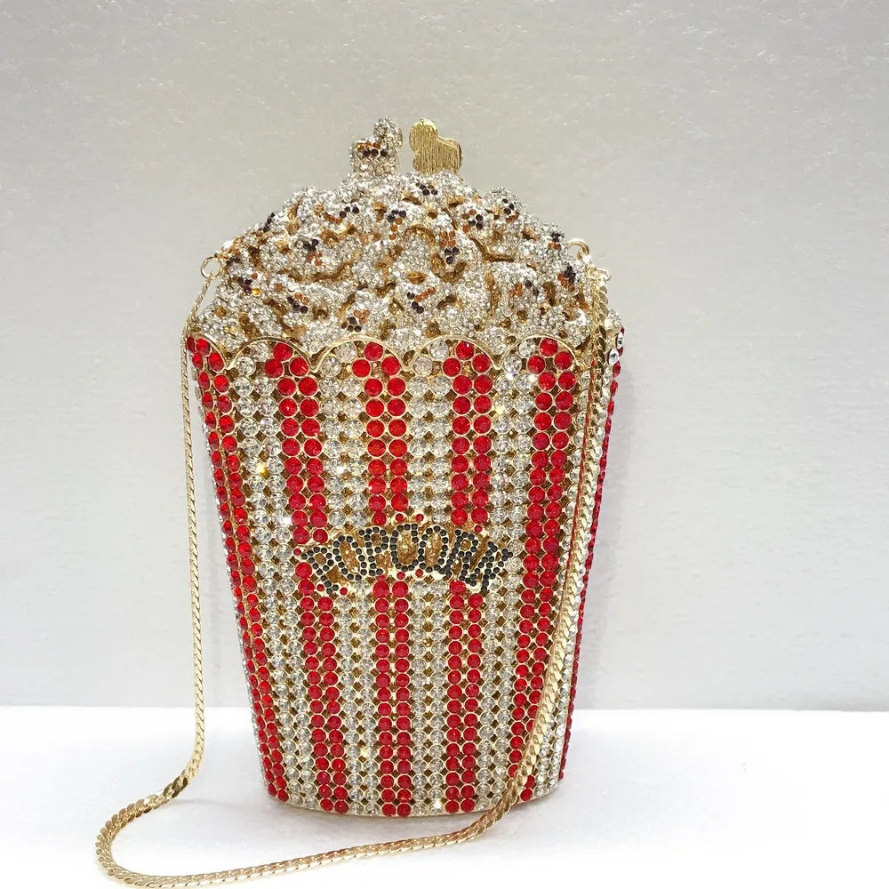 Elegant Crystal Popcorn Clutch Bags for Womens Clutches