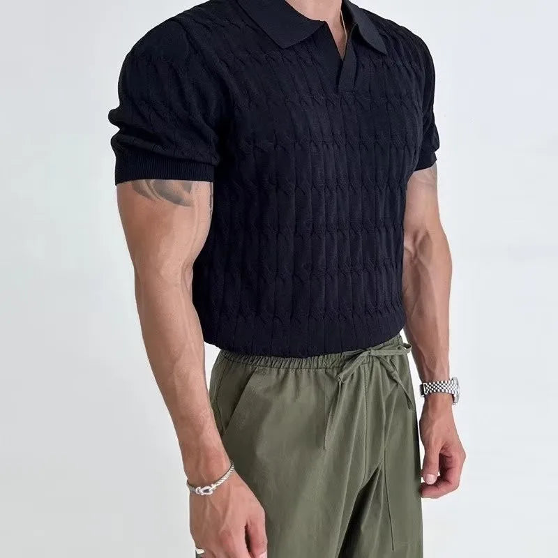 Men's Breathable Knitted Jacquard Polo Shirt Luxury Wear