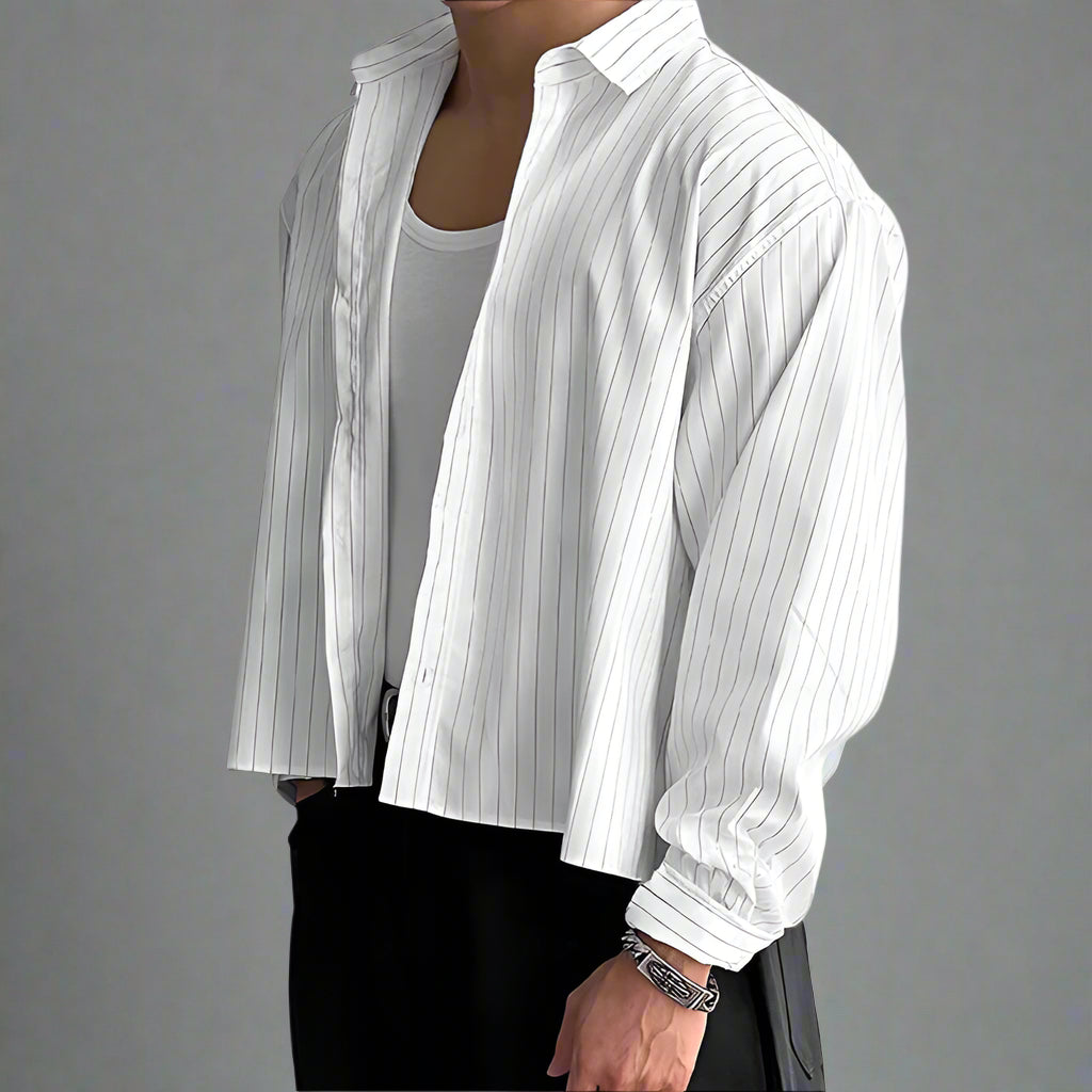 INCERUN Striped Cropped Shirt
