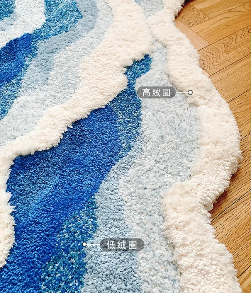 Blue Sea Pattern Tufted Rug