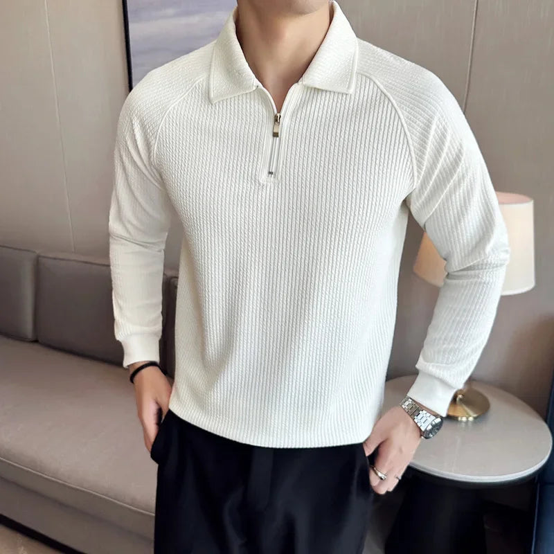 Korean Style: Polo Shirts 2025 A/W Knit Slim Fit
