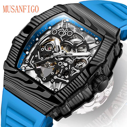 MUSANFIGO barrel shaped design, luxurious fully automatic mechanical men's watch, waterproof and luminous trendy watch