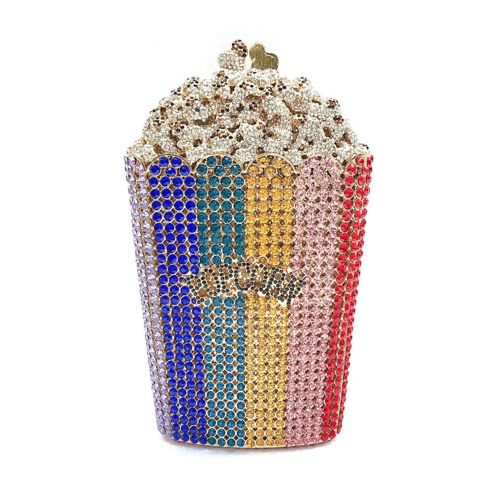 Elegant Crystal Popcorn Clutch Bags for Womens Clutches